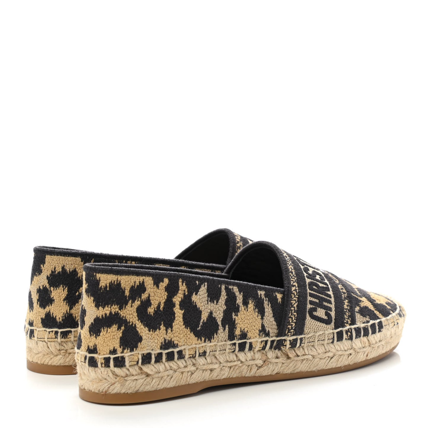 Cotton Embroidered Leopard Print Granville Espadrille 35 Natural