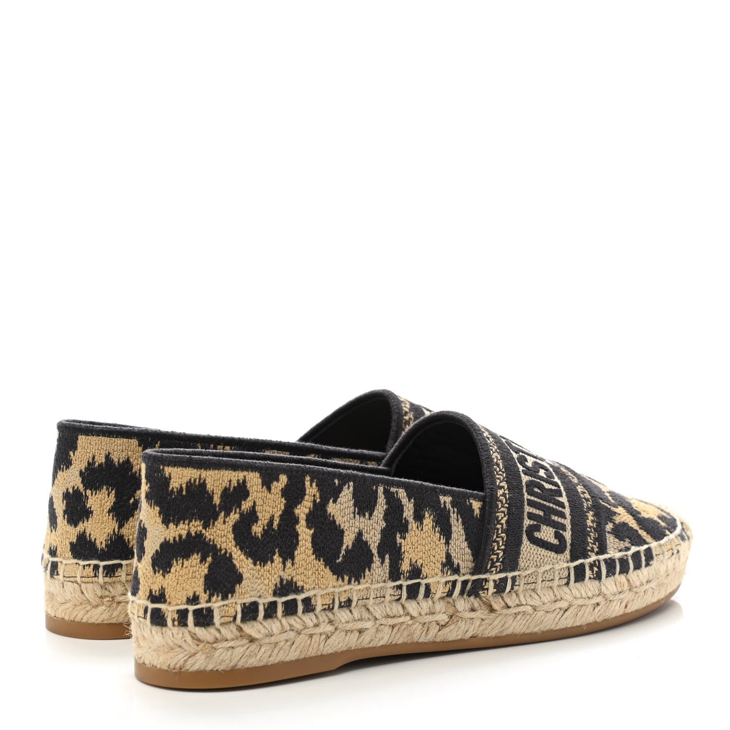 Christian Dior Cotton Embroidered Leopard Print Granville Espadrille 35 Natural 4 of 8