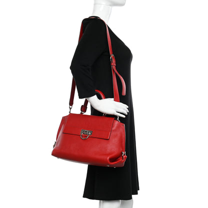 Salvatore Ferragamo Grained Calfskin Sofia Satchel Red 3 of 10
