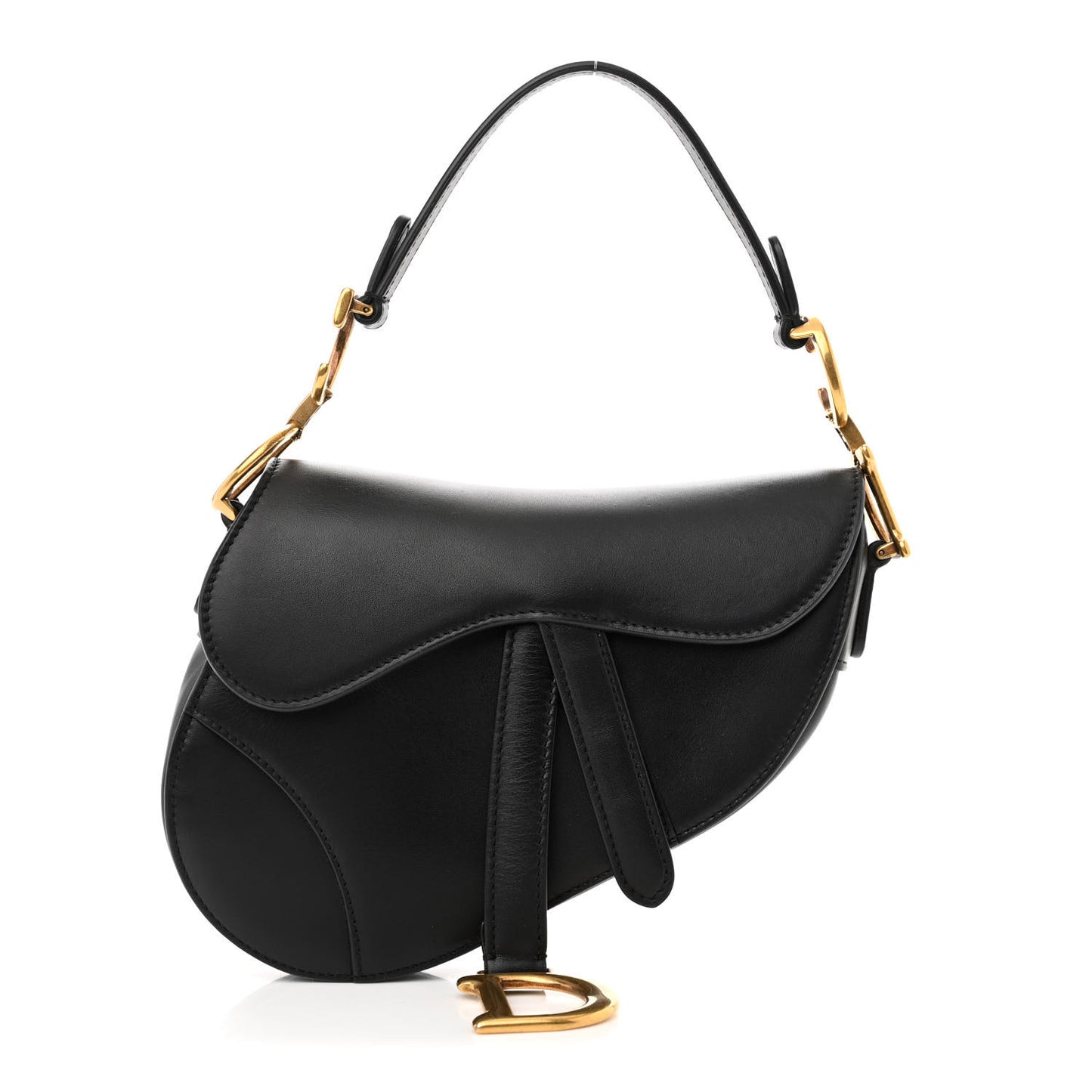 Calfskin Mini Saddle Bag Black