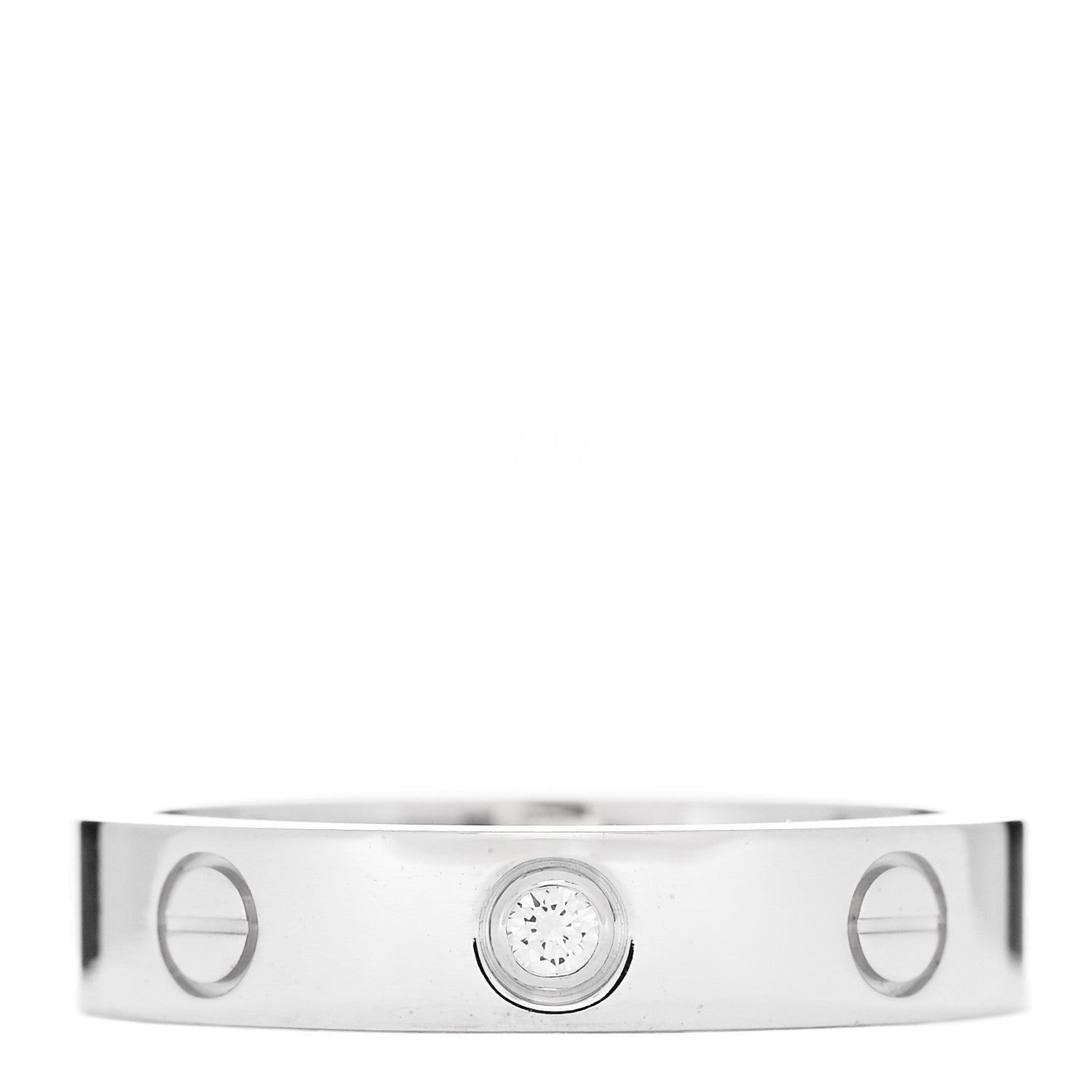 Cartier 18K White Gold Diamond 4mm LOVE Wedding Band Ring 53 6.5 1 of 5