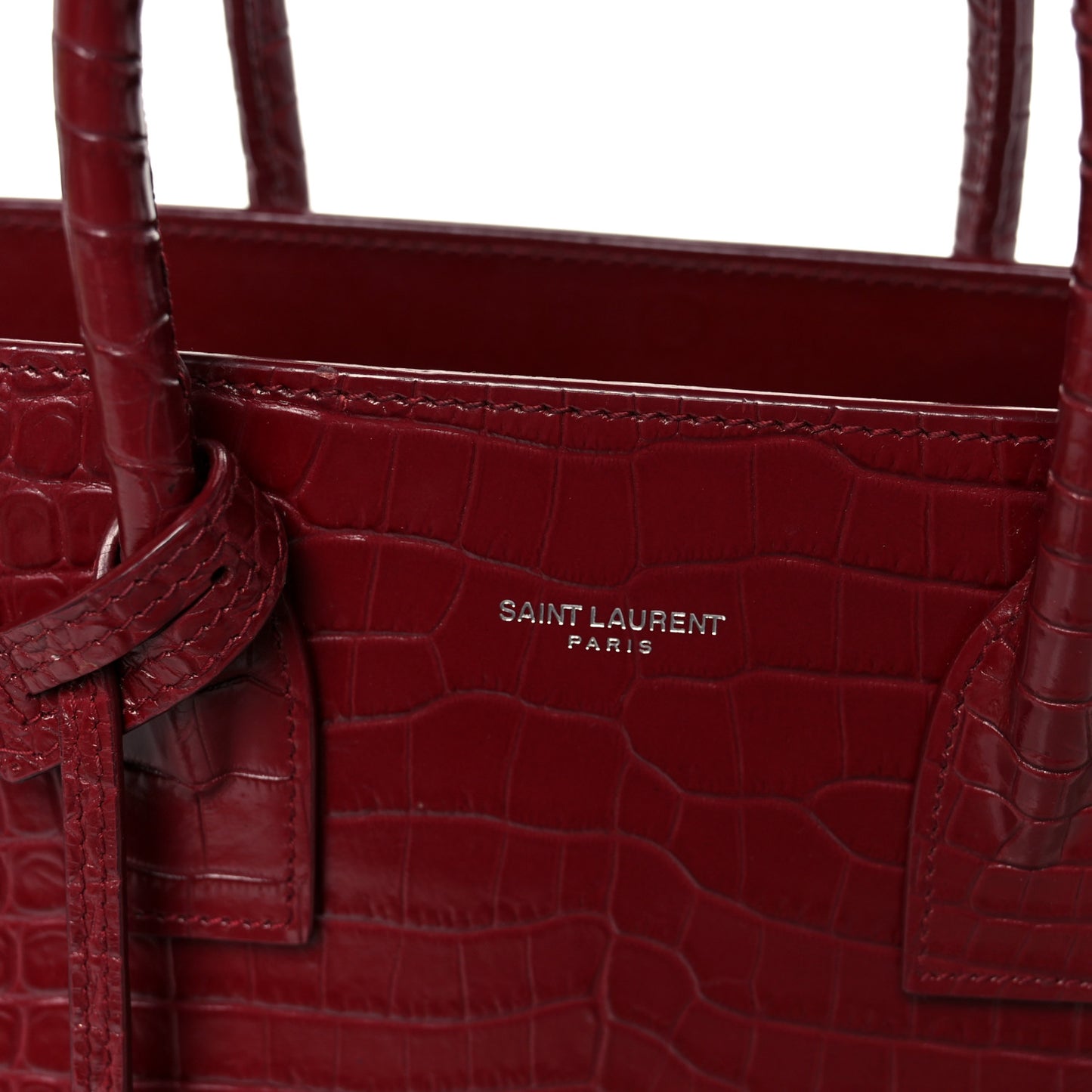 Calfskin Crocodile Embossed Baby Sac De Jour Red
