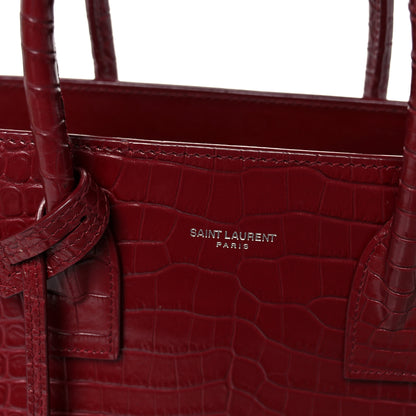 Saint Laurent Calfskin Crocodile Embossed Baby Sac De Jour Red 7 of 11