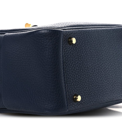 Hermes Taurillon Clemence Mini Lindy 20 Bleu Nuit 9 of 13