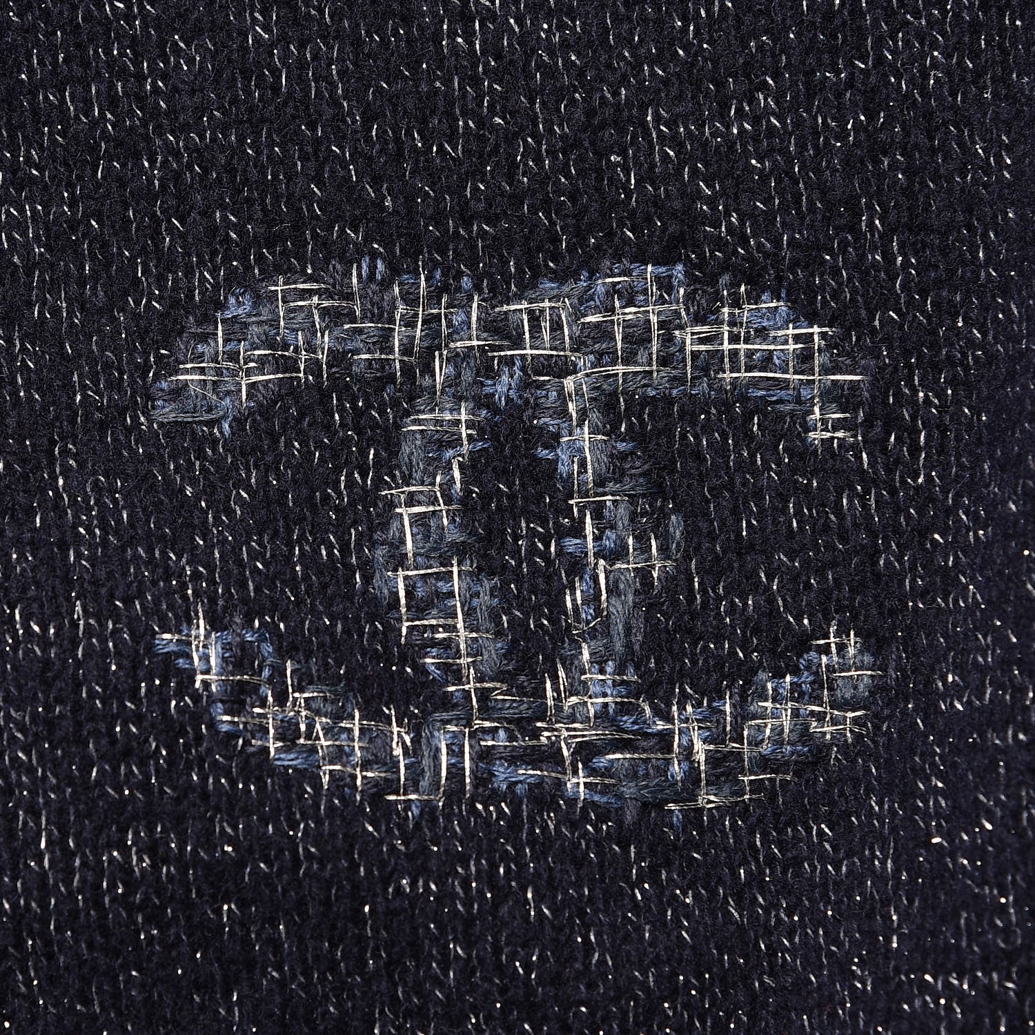 Chanel Cashmere Silk Tweed CC Scarf Blue 5 of 5