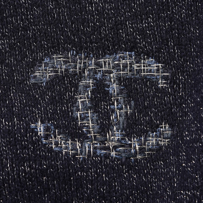 Chanel Cashmere Silk Tweed CC Scarf Blue 5 of 5