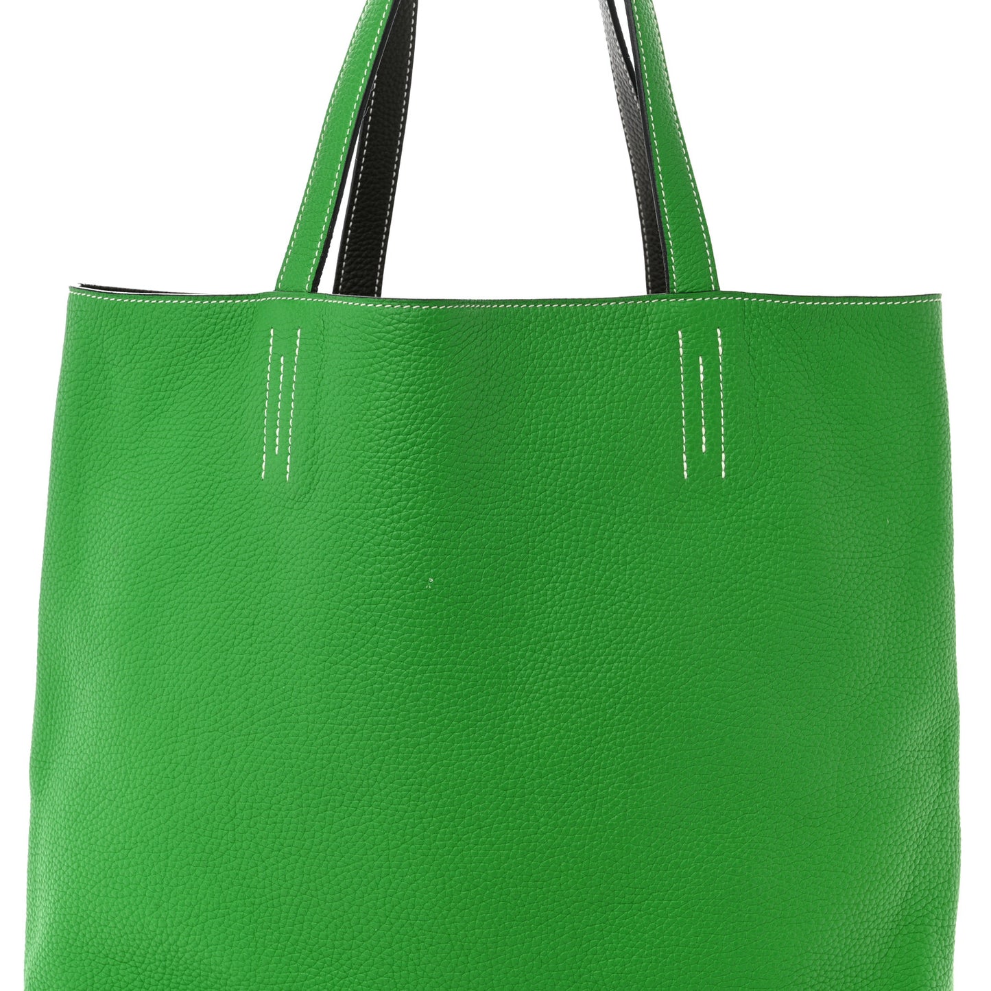 Taurillon Clemence Double Sens 36 Reversible Tote Vert De Gris Bamboo