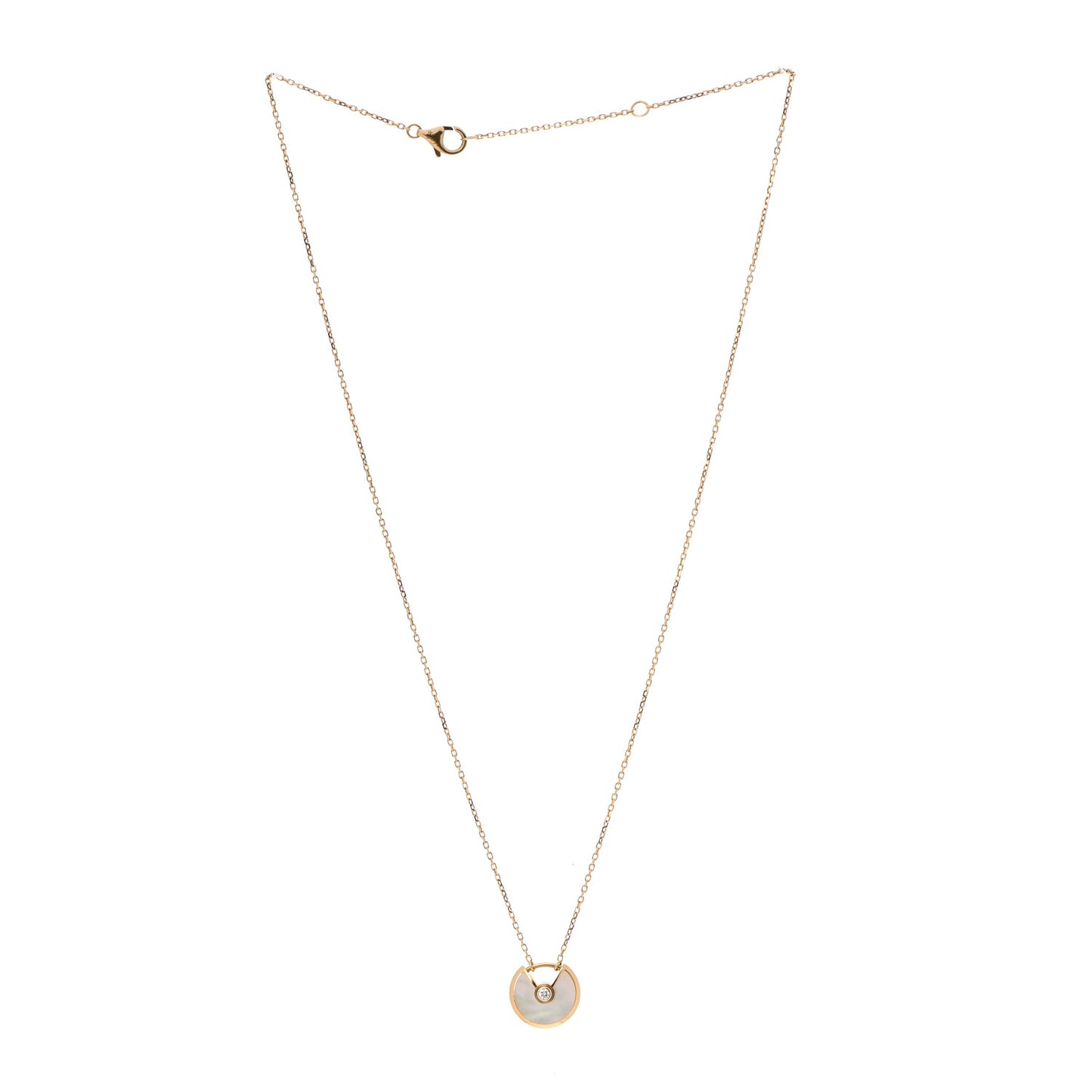 18K Yellow Gold Diamond Mother of Pearl XS Amulette de Cartier Pendant Necklace