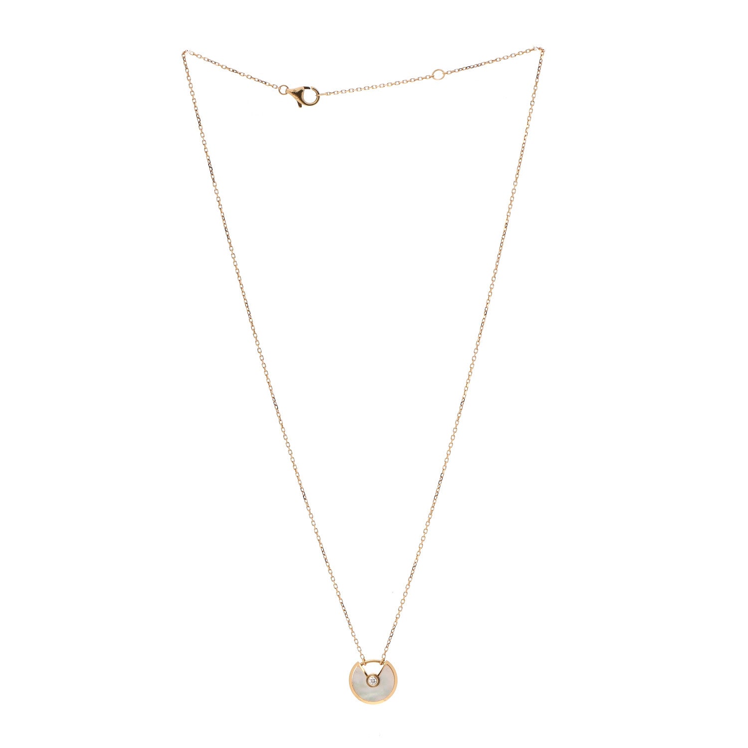 Cartier 18K Yellow Gold Diamond Mother of Pearl XS Amulette de Cartier Pendant Necklace 3 of 5