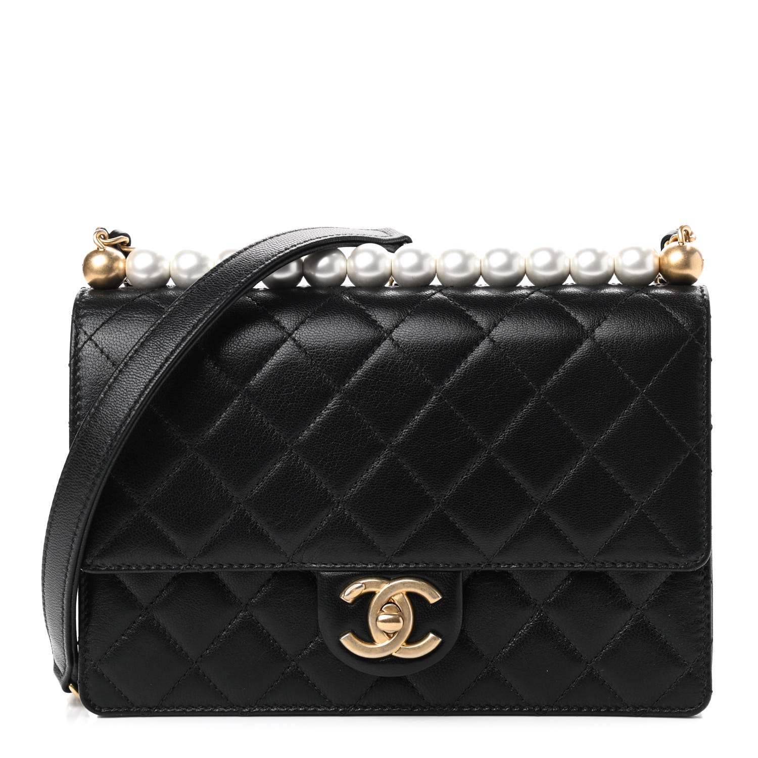 Chanel Goatskin Quilted Small Chic Pearls Flap Black 1 of 8