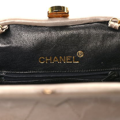 Chanel Lambskin Diamond Quilted Kisslock Frame Bag Beige 6 of 11