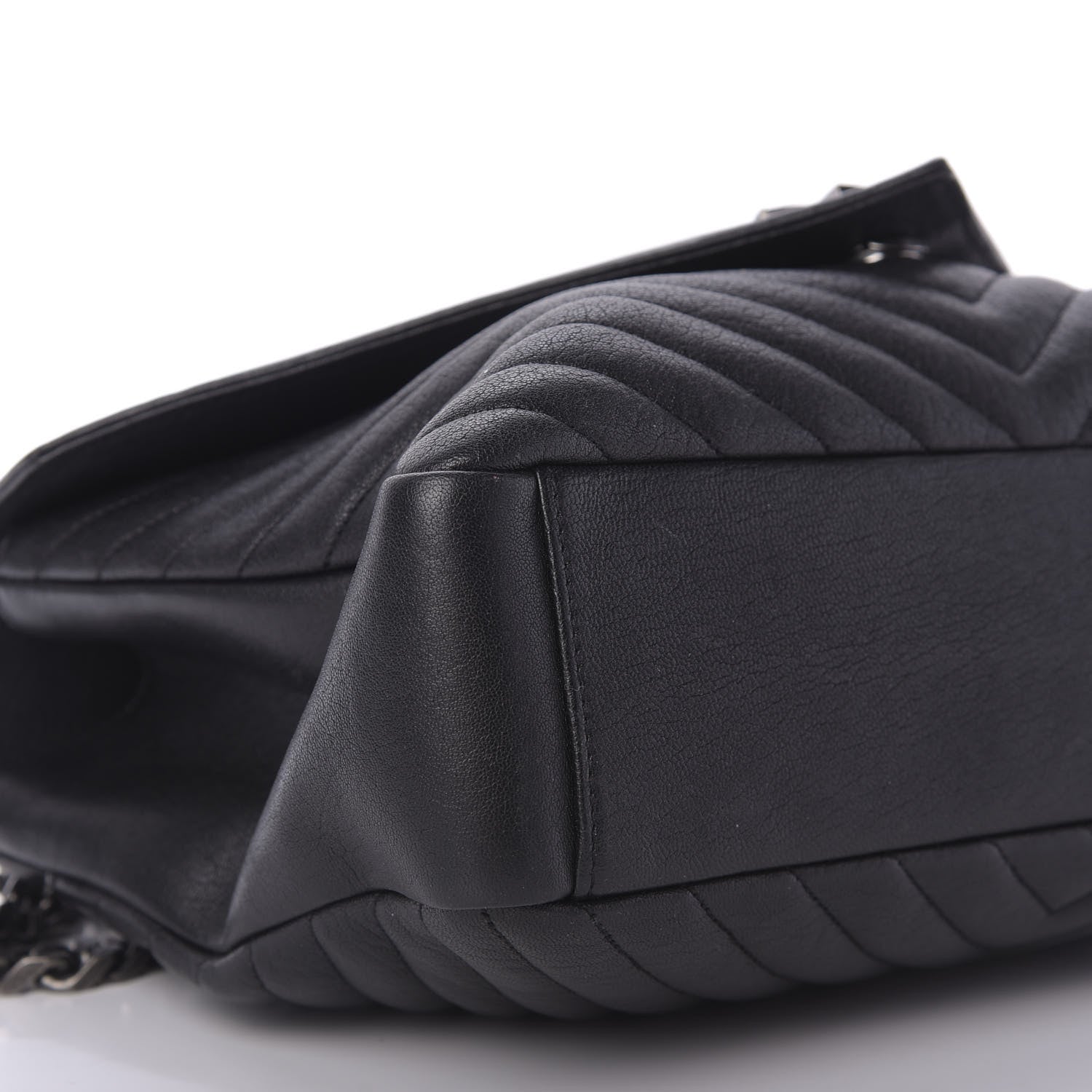 Saint Laurent Sheepskin Matelasse Chevron Monogram Monochrome Large College Satchel Black 6 of 8