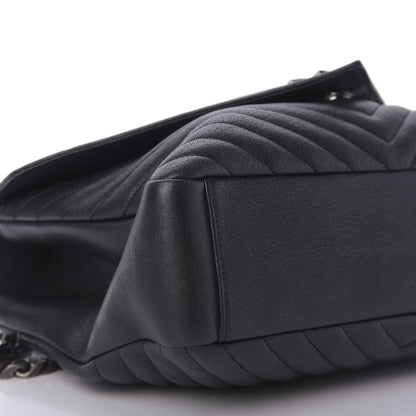 Saint Laurent Sheepskin Matelasse Chevron Monogram Monochrome Large College Satchel Black 6 of 8