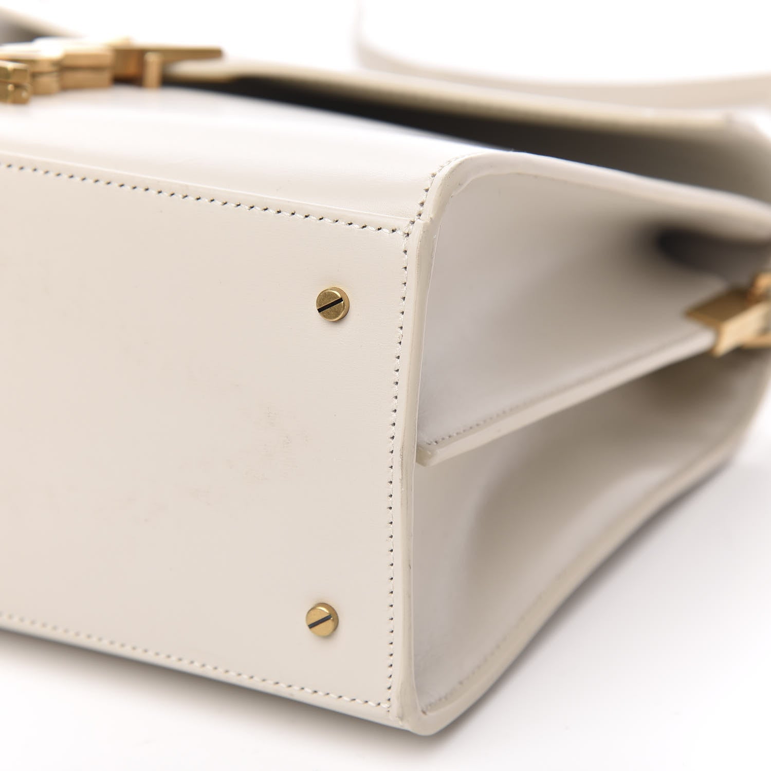 Saint Laurent Smooth Calfskin Medium Classic Monogram Cassandra Top Handle Crema Soft Rouge Legion 9 of 9