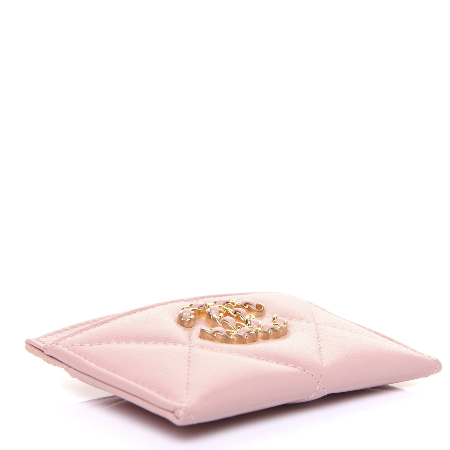 Shiny Goatskin Quilted 19 Card Holder Light Pink