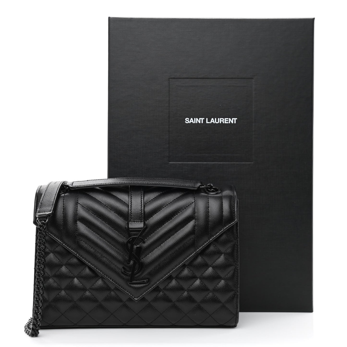 Grain De Poudre Textured Mixed Matelasse Triquilt Medium Monogram Monochrome Satchel Black
