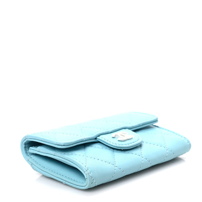 Chanel Lambskin Quilted Flap Card Holder Wallet Light Blue 4 of 8