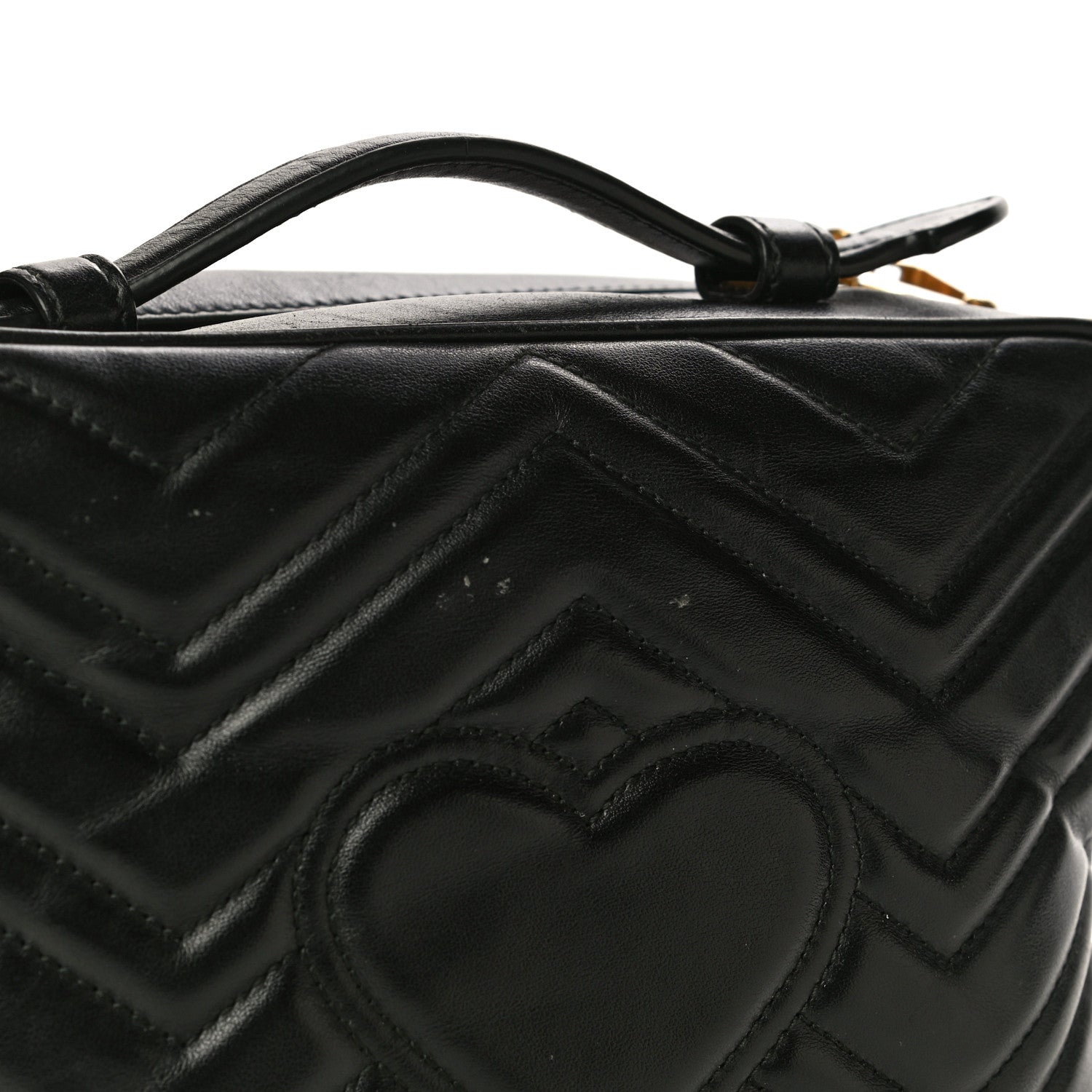 Gucci Calfskin Matelasse Sylvie Web Small GG Marmont Top Handle Shoulder Bag Black 20 of 31