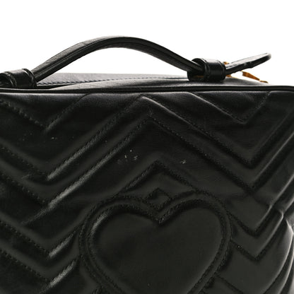 Gucci Calfskin Matelasse Sylvie Web Small GG Marmont Top Handle Shoulder Bag Black 20 of 31