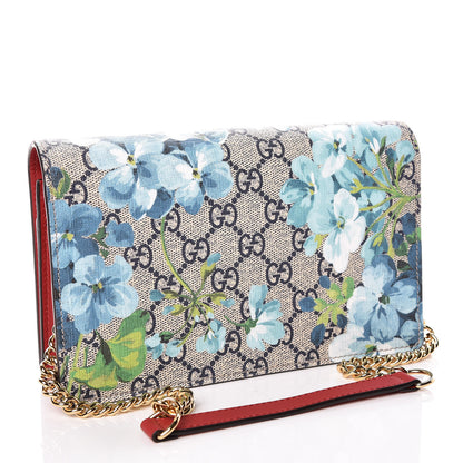 Gucci GG Supreme Monogram Blooms Chain Wallet Blue 3 of 9