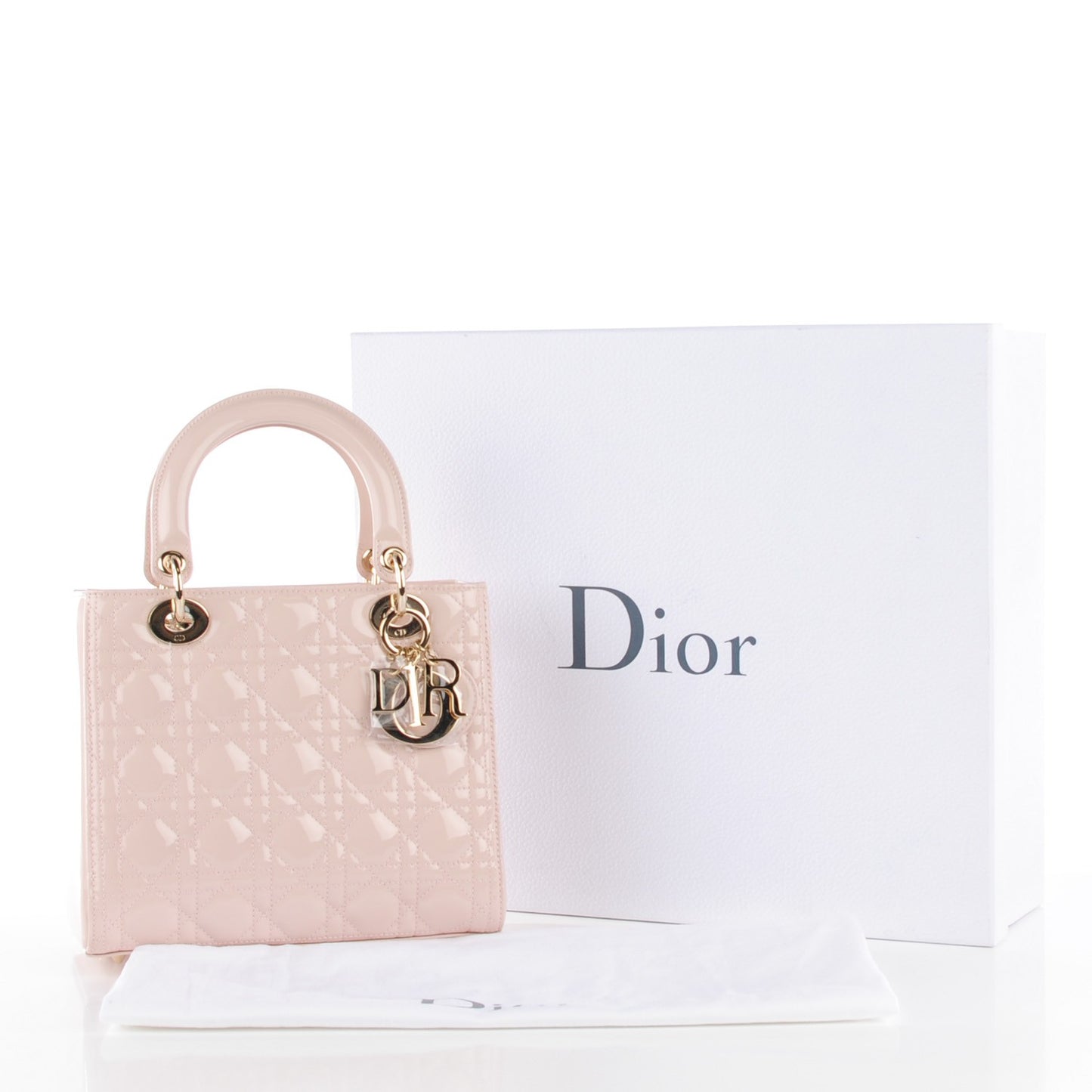 Patent Cannage Medium Lady Dior Rose Clair