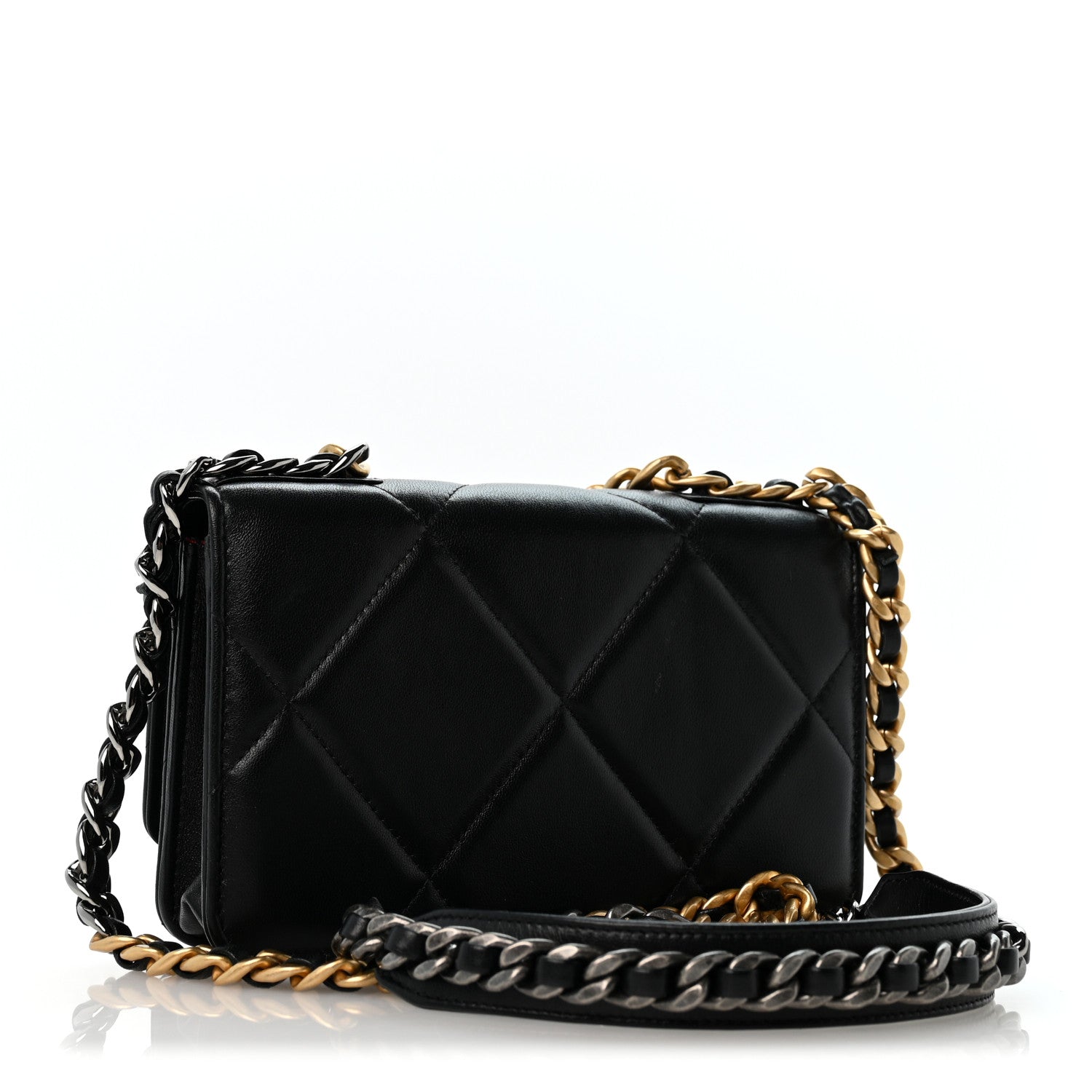 Chanel Lambskin Quilted Chanel 19 Wallet On Chain WOC Black 3 of 13