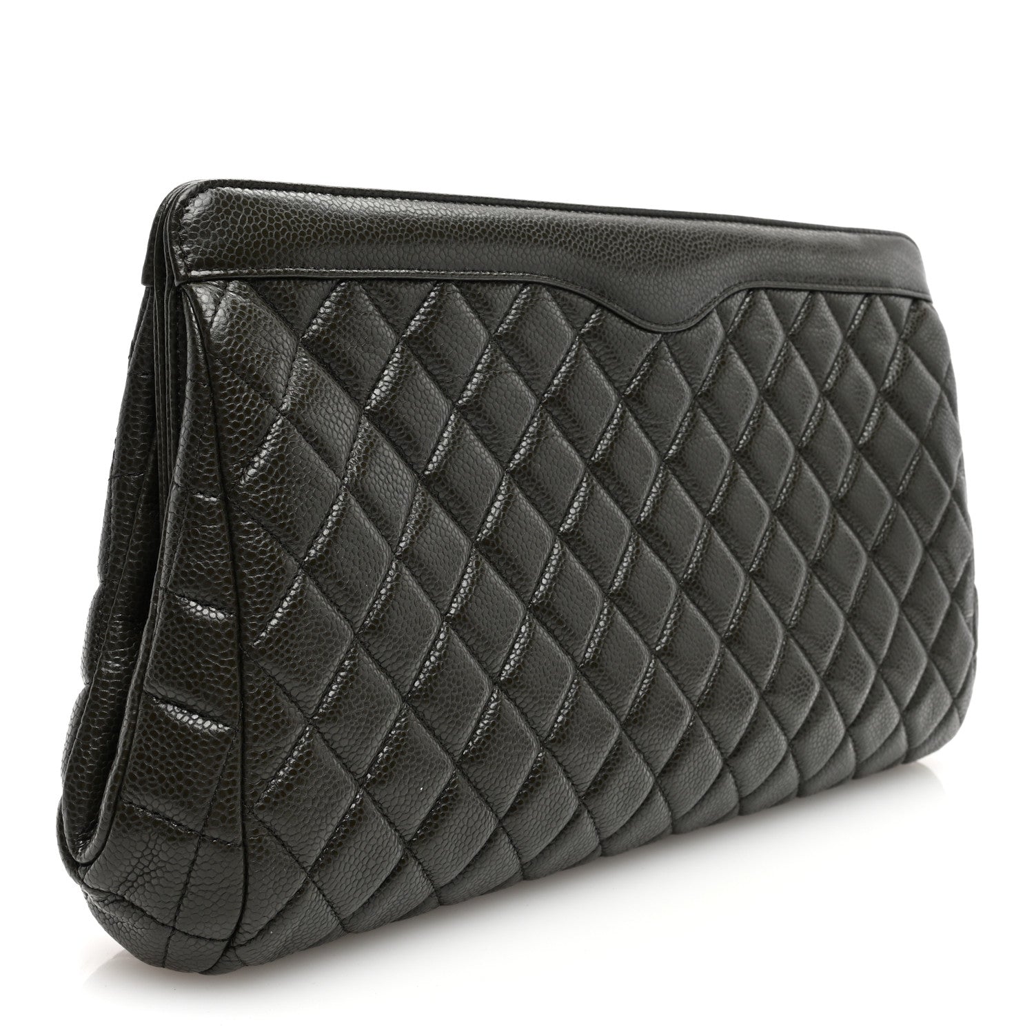 Chanel Caviar Quilted Clutch Dark Khaki 3 of 7