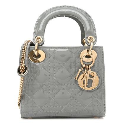 Christian Dior Patent Cannage Mini Lady Dior Grey Stone 1 of 10