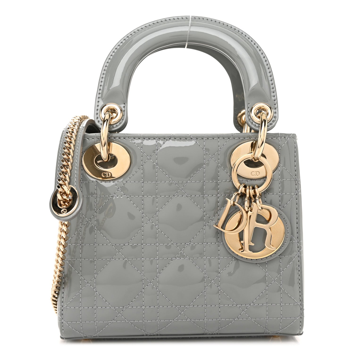 Christian Dior Patent Cannage Mini Lady Dior Grey Stone 1 of 10