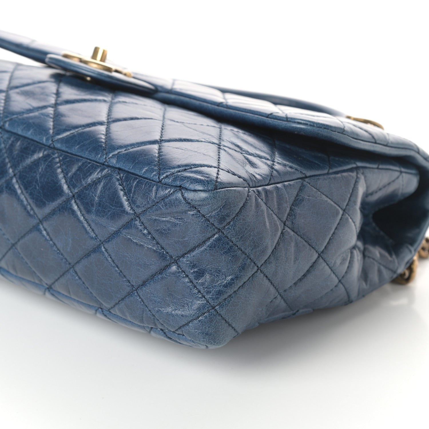 Chanel Glazed Calfskin Castle Rock Medium Flap Blue 10 of 10