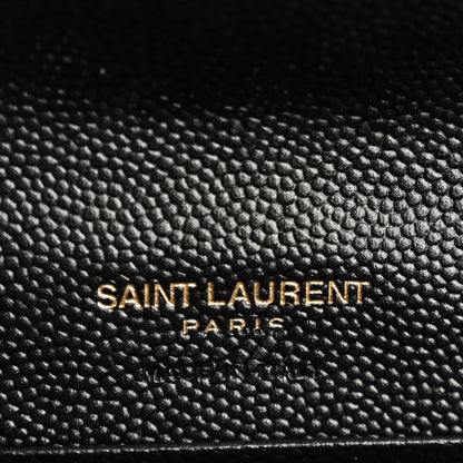 Saint Laurent Grain De Poudre Matelasse Chevron Small Monogram Envelope Wallet Black 6 of 11
