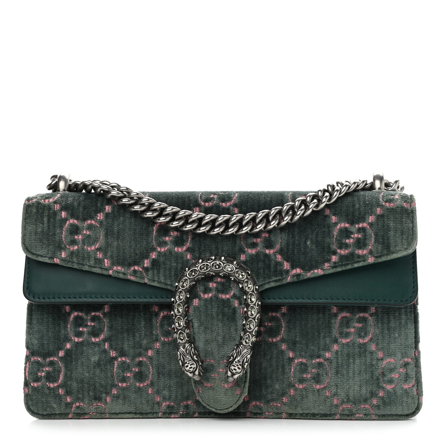 Velvet Moon Calfskin Crystal GG Monogram Small Dionysus Shoulder Bag Avio Dusty Pink Black Diamond