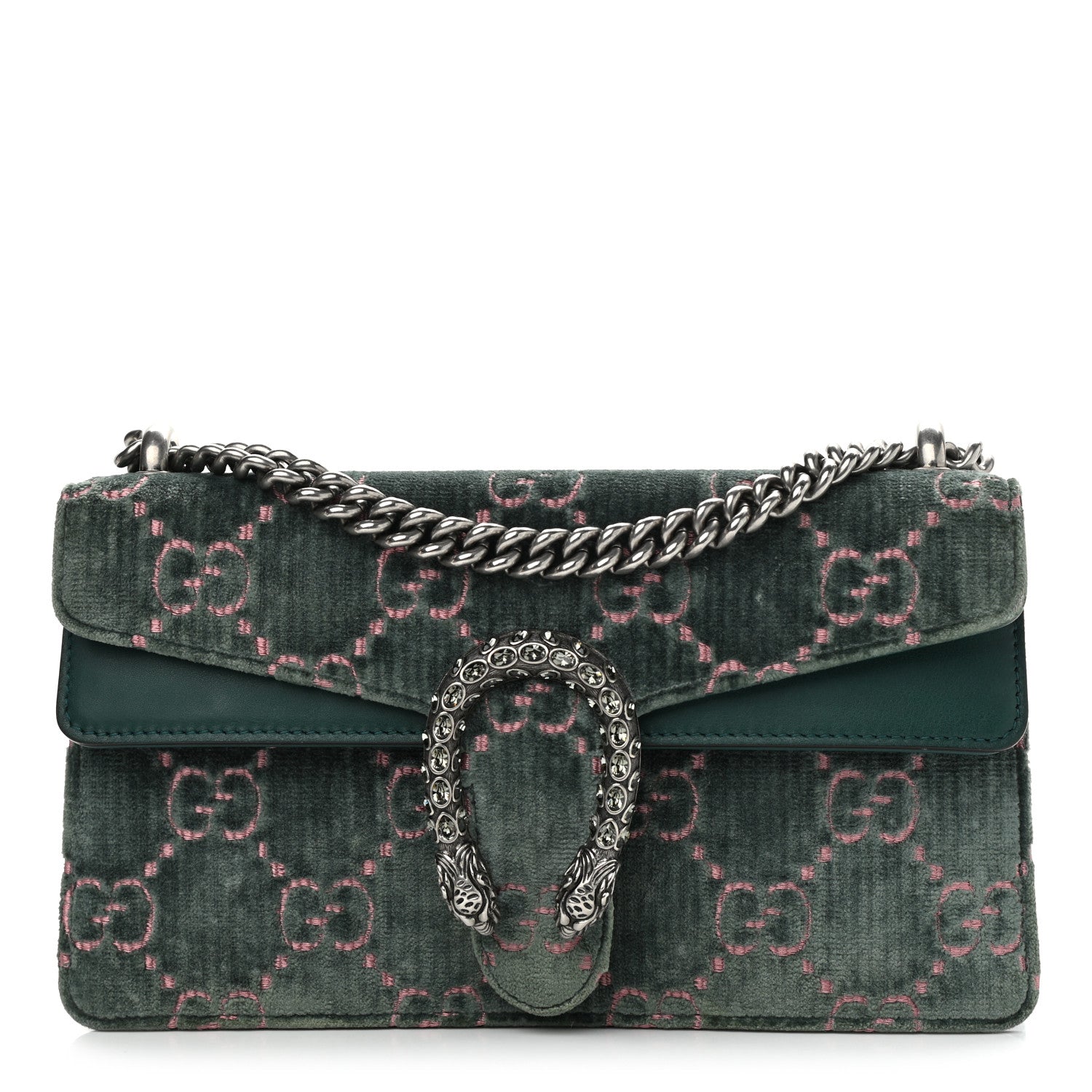 Gucci Velvet Moon Calfskin Crystal GG Monogram Small Dionysus Shoulder Bag Avio Dusty Pink Black Diamond 1 of 12