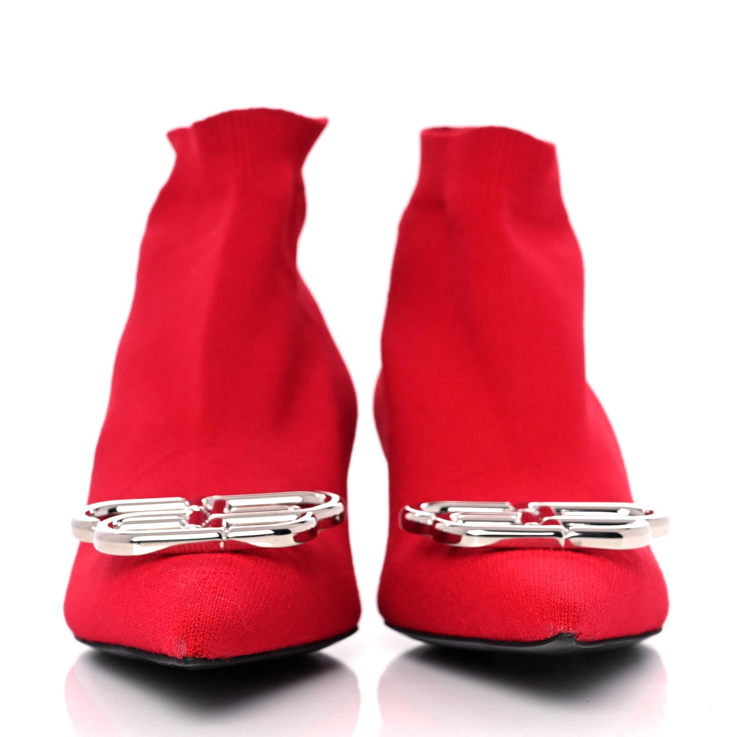 Balenciaga Fabric BB Pointy Toe Ankle Booties 35 Red 2 of 9