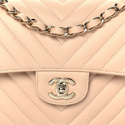 Chanel Caviar Chevron Quilted Small Double Flap Beige 8 of 12