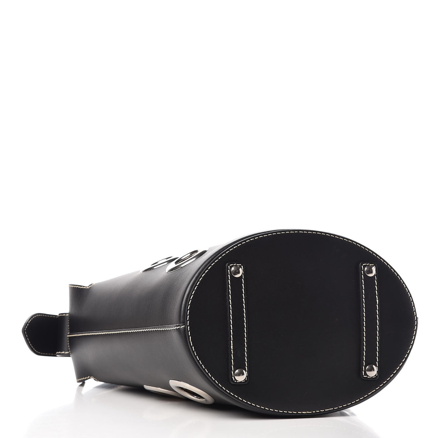 Calfskin Grommet Medium Bucket Bag Black