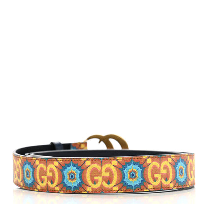 Gucci GG Supreme Monogram Kaleidoscope Double G 30mm Belt 115 46 Blue Orange Multicolor Blue Agata 2 of 6