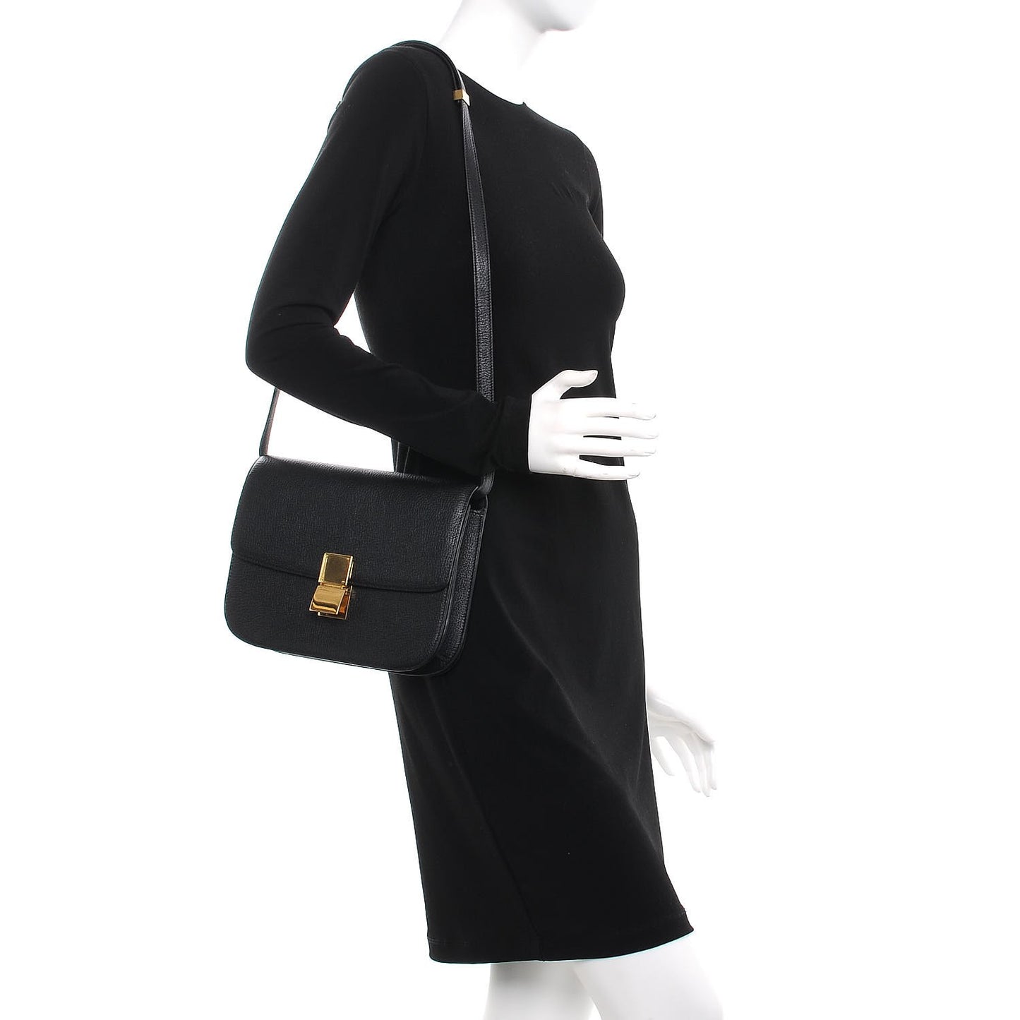 Goatskin Medium Classic Box Flap Bag Black