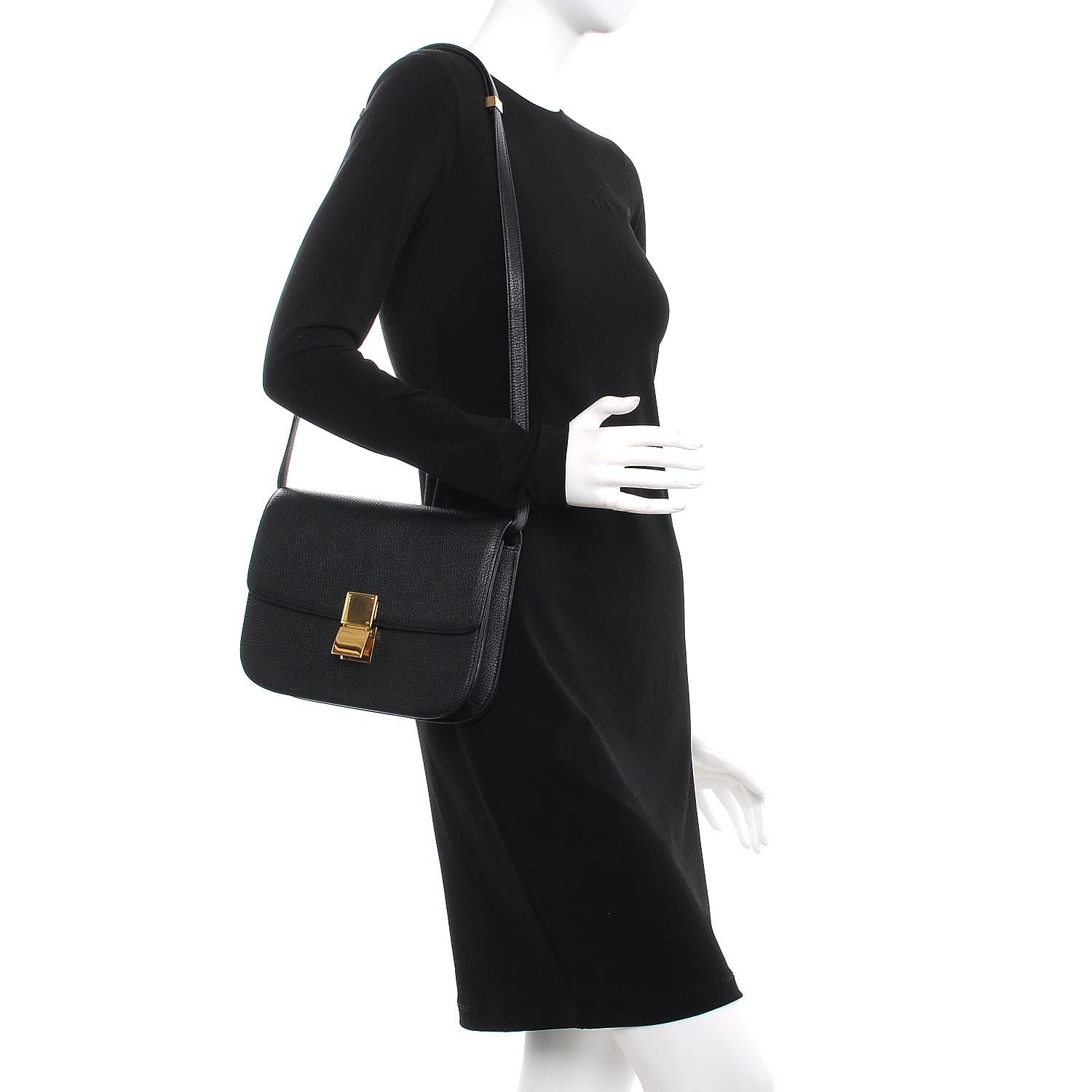 Celine Goatskin Medium Classic Box Flap Bag Black 2 of 11
