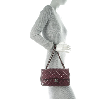 Chanel Distressed Patent Quilted Medium Double Flap Bordeaux 2 of 8