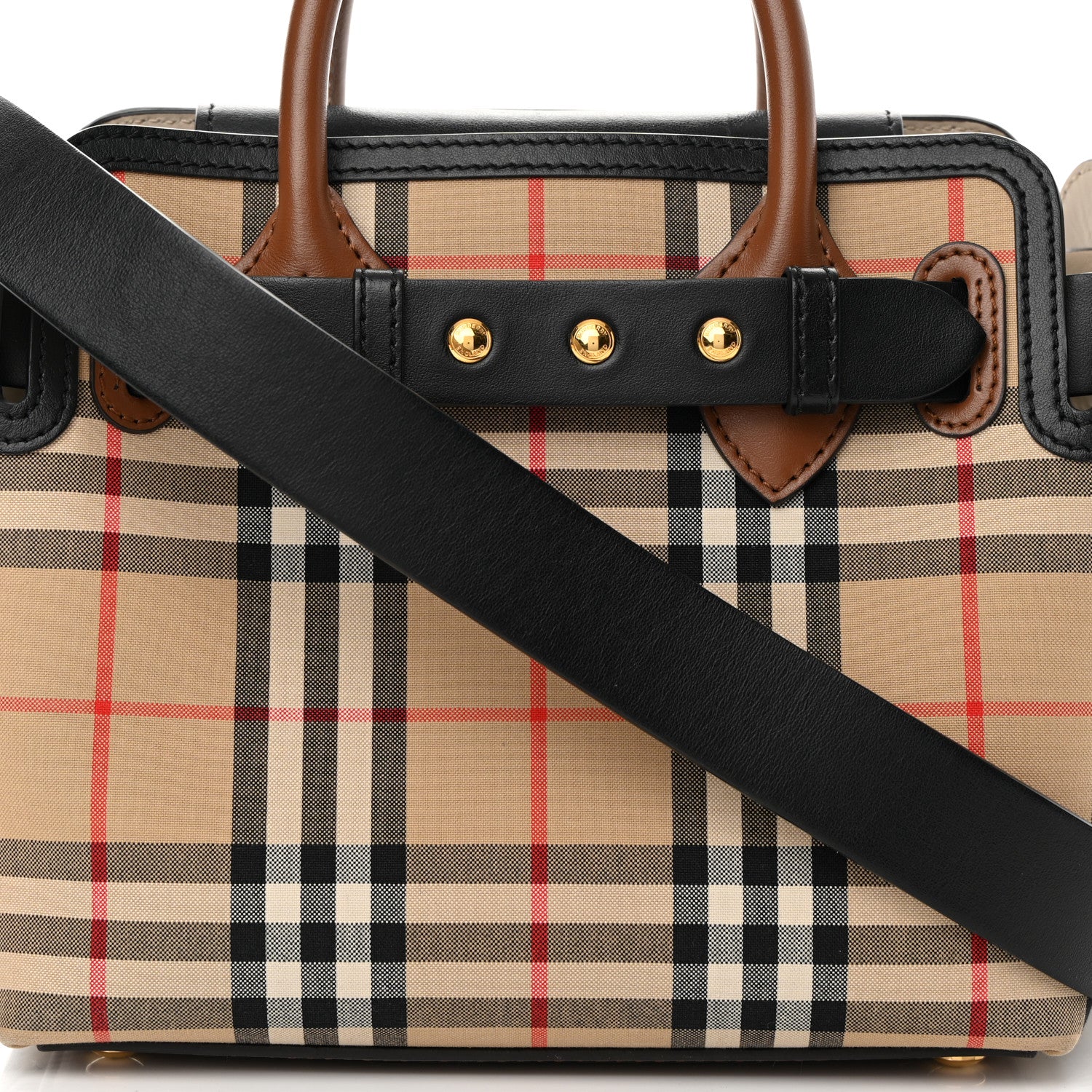 Burberry Calfskin Vintage Check Triple Stud Mini Belt Bag Archive Beige 9 of 14