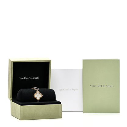 Van Cleef & Arpels 18K Yellow Gold Mother of Pearl Black Onyx 26mm Alhambra Quartz Watch 5 of 5