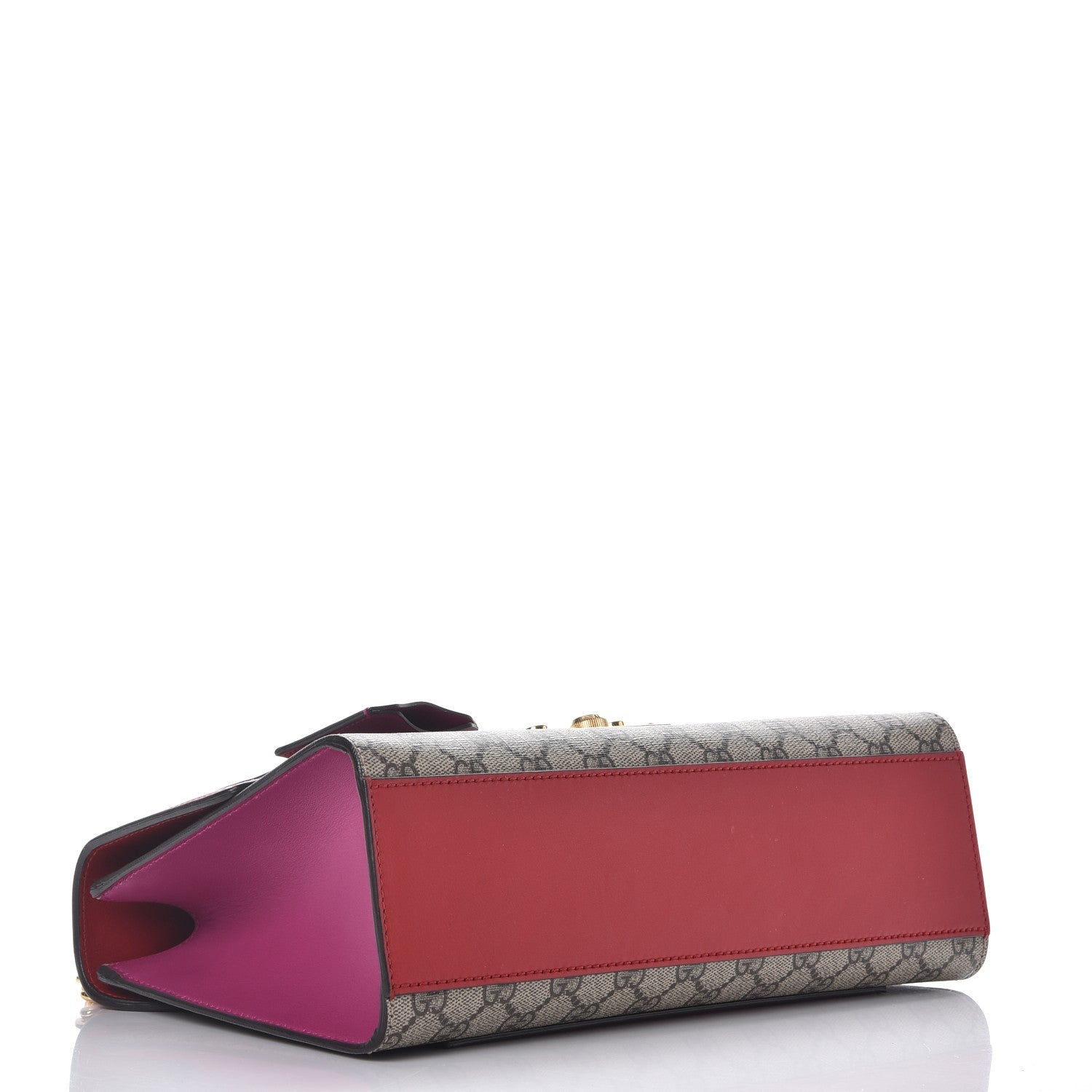 Gucci GG Supreme Monogram Calfskin Medium Padlock Shoulder Bag Beige Hibiscus Red New Rosette 5 of 9