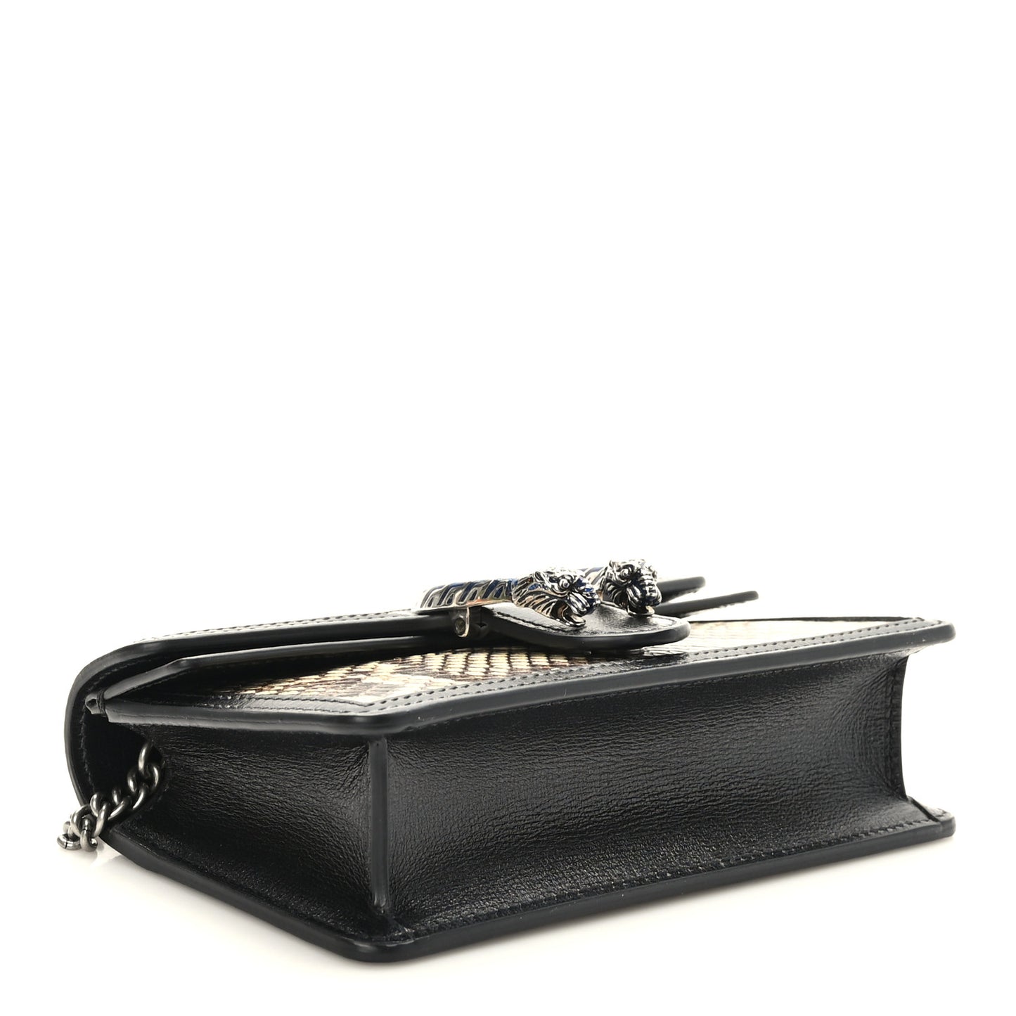 Snakeskin Azalea Calfskin Enamel Super Mini Dionysus Shoulder Bag New Rock Black Electric Blue