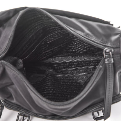 Prada Nylon New Vela Studded Messenger Bag Black 5 of 7