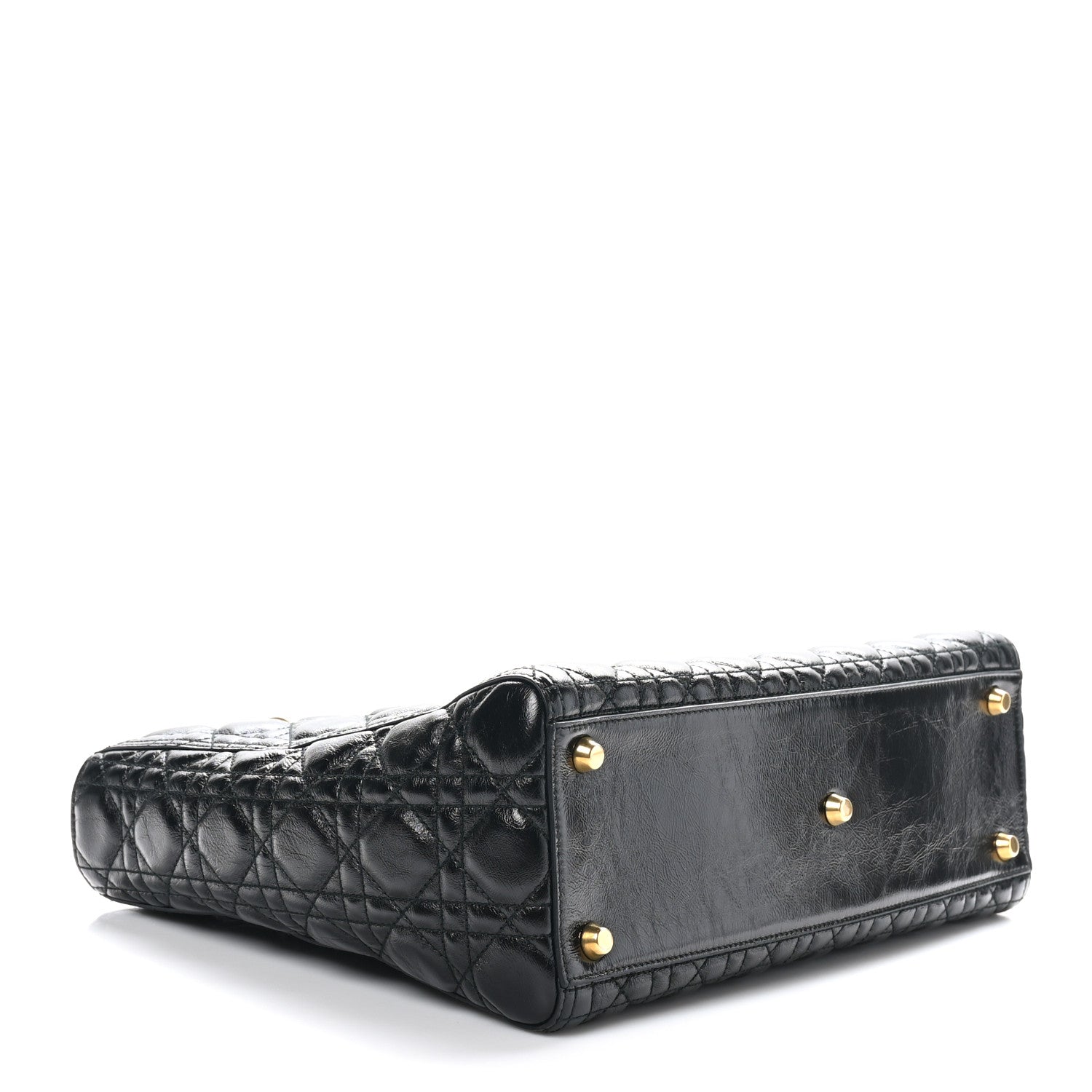 Christian Dior Crinkled Patent Cannage Large Lady Dior Black 4 of 10