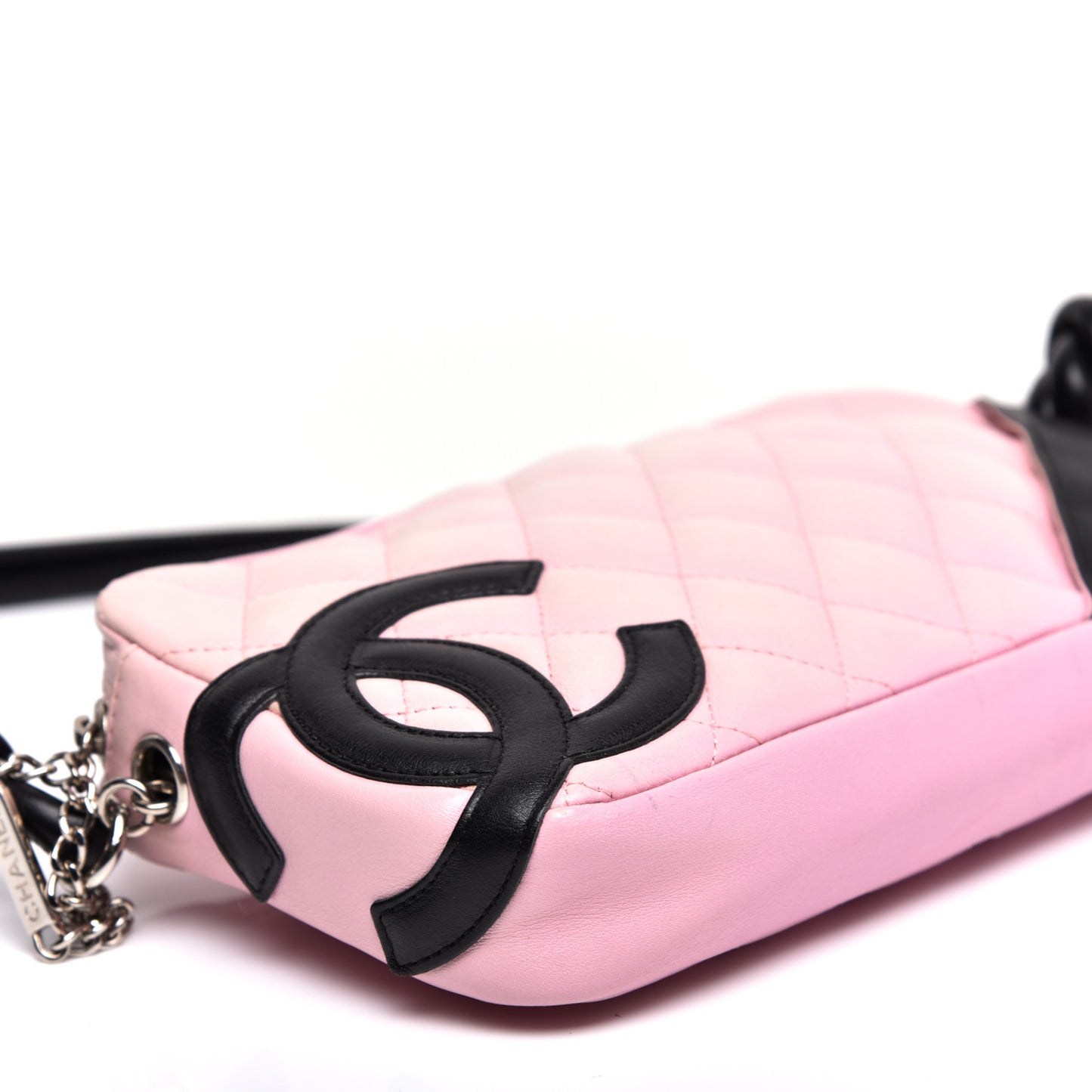 Calfskin Quilted Cambon Pochette Pink Black