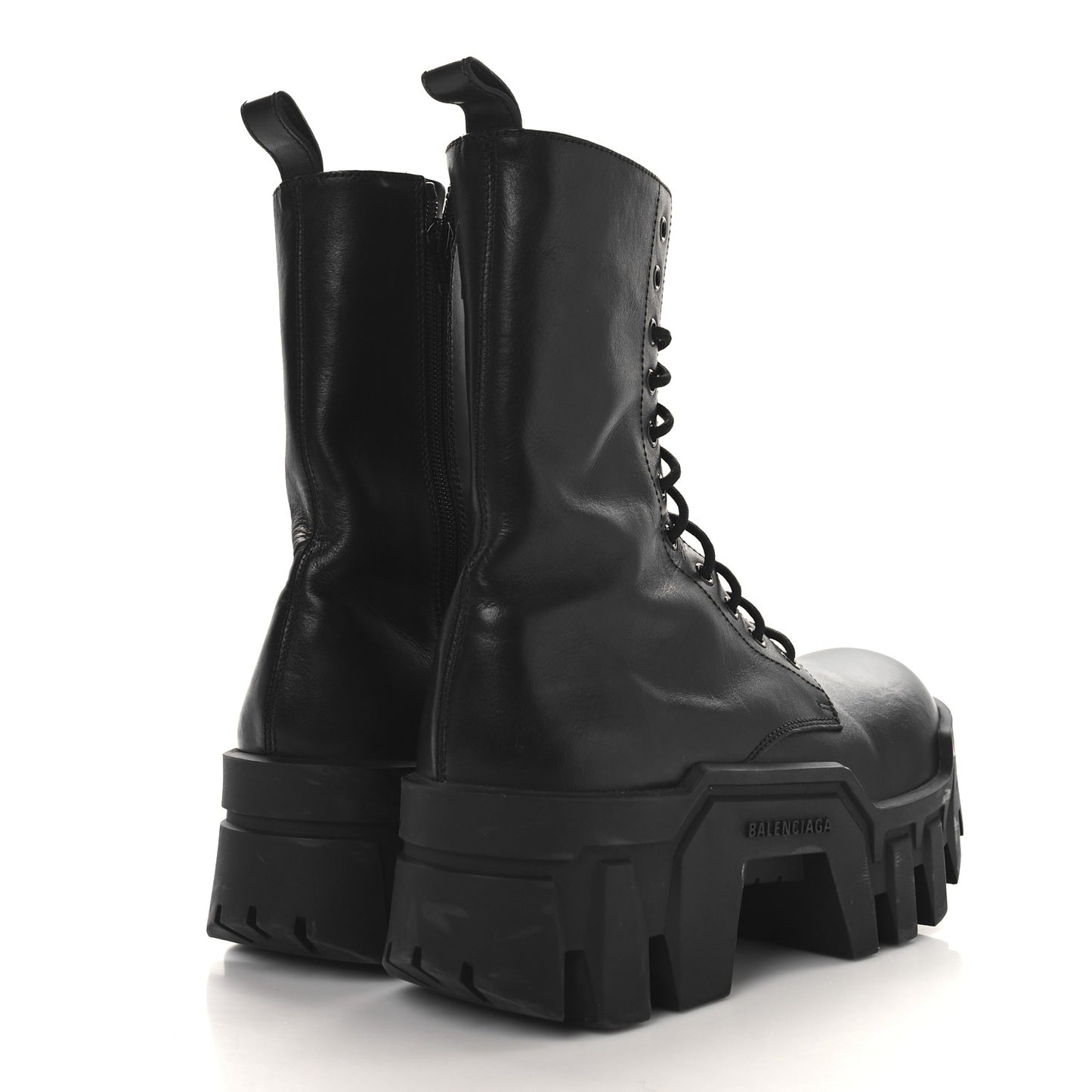 Calfskin Womens Bulldozer Lace Up Boots 38 Black