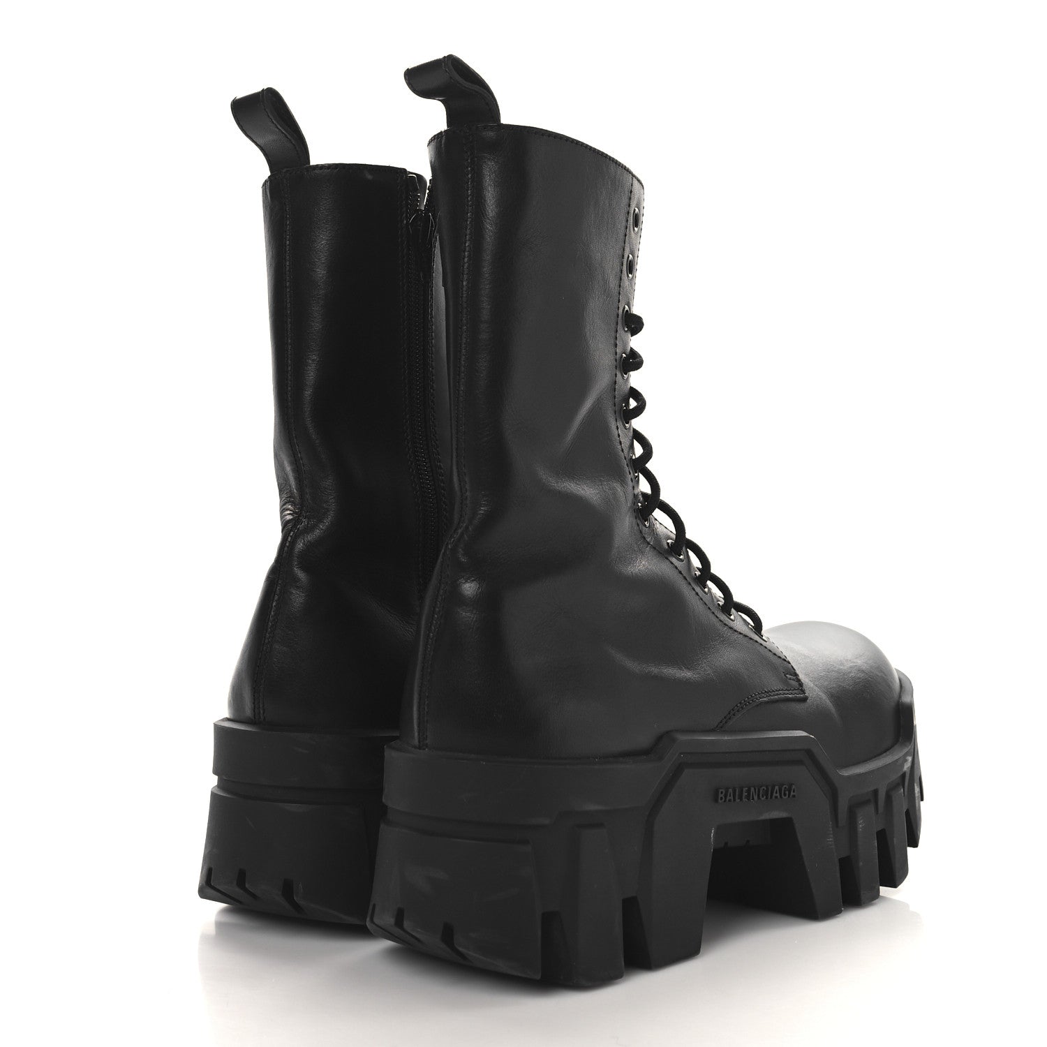 Balenciaga Calfskin Womens Bulldozer Lace Up Boots 38 Black 5 of 8