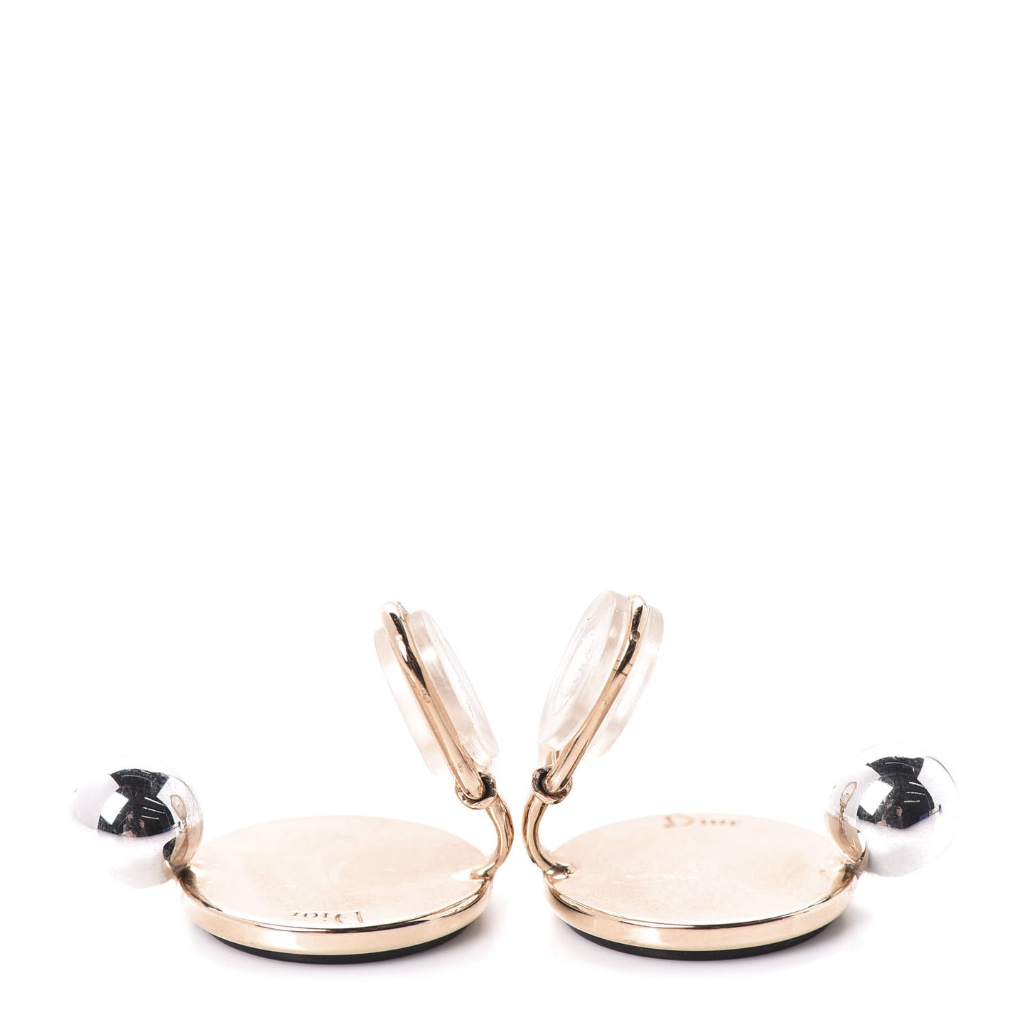 Resin Clip On Earrings Black Gold Silver